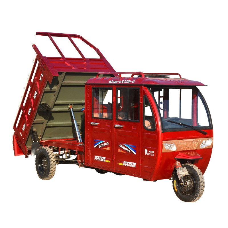 三轮摩托车全半棚单双排座方向盘燃油水冷半封闭客货运汽油三轮车