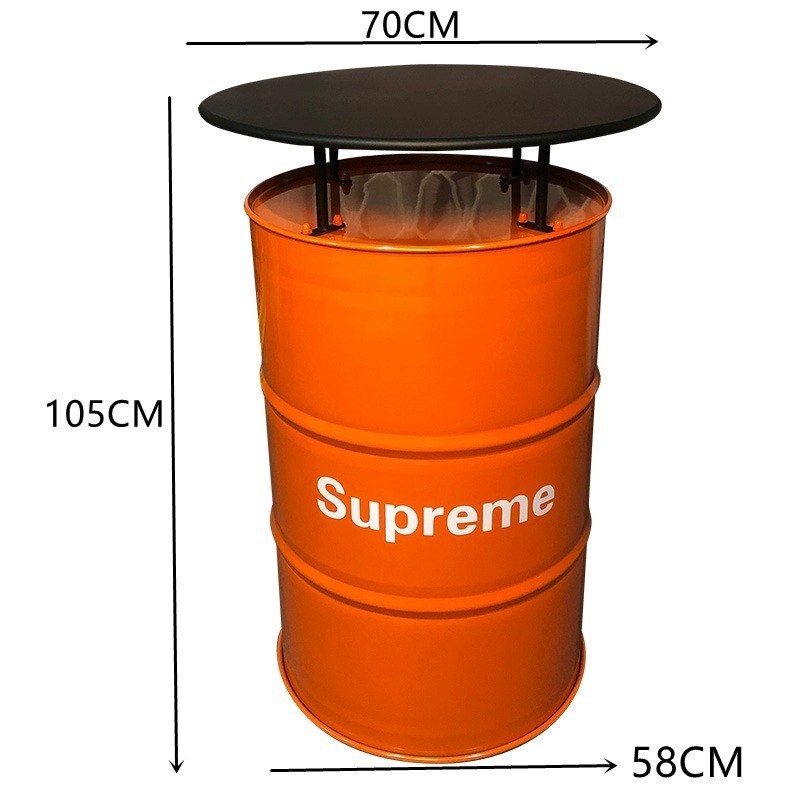 工业风油桶酒吧散台卡座桌椅创意户外休息区商用铁艺高脚桌椅组合