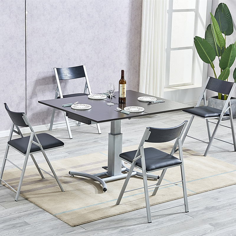 现代简约餐桌家用小户型伸缩长方形折叠多功能升降茶几餐桌两用