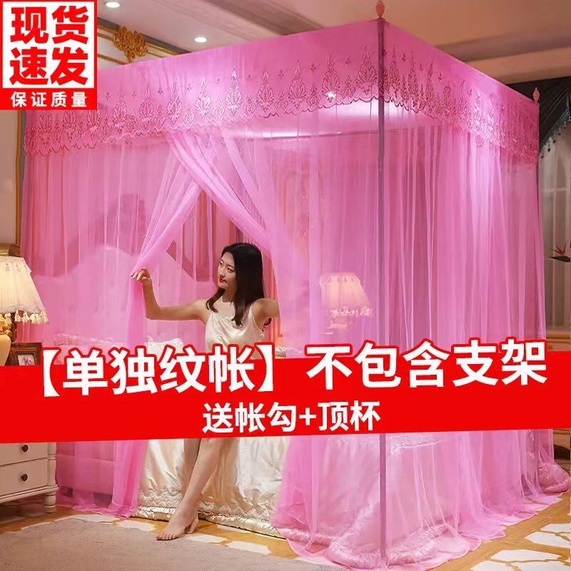 蚊帐家用公主风加密帐纱加粗支架1.2m1.5m双人三开门1.8m米床纹帐