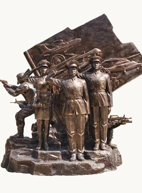 铸铜玻璃钢人物雕塑定制大型民俗文化红军园林景观