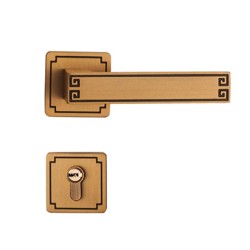 新中式分体门锁室内卧室房间木门锁房门锁家用静音磁吸门把手锁具