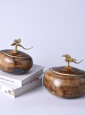 新中式陶瓷收纳罐摆件客厅玄关酒柜家居装饰品家用厨房密封储物罐