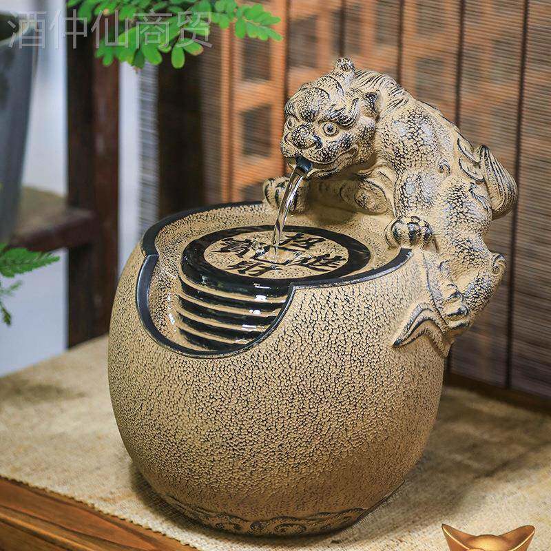 流水器新VTE中式客厅办饰公桌面汉韵堂小型喷泉水景流水桌摆装件