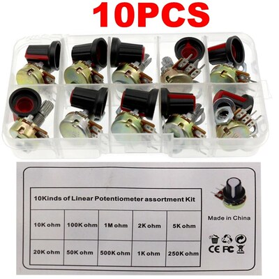 10PCS WH148单联15mmB1K/10K/20K/50K/100K//1M电位器配帽子 盒装