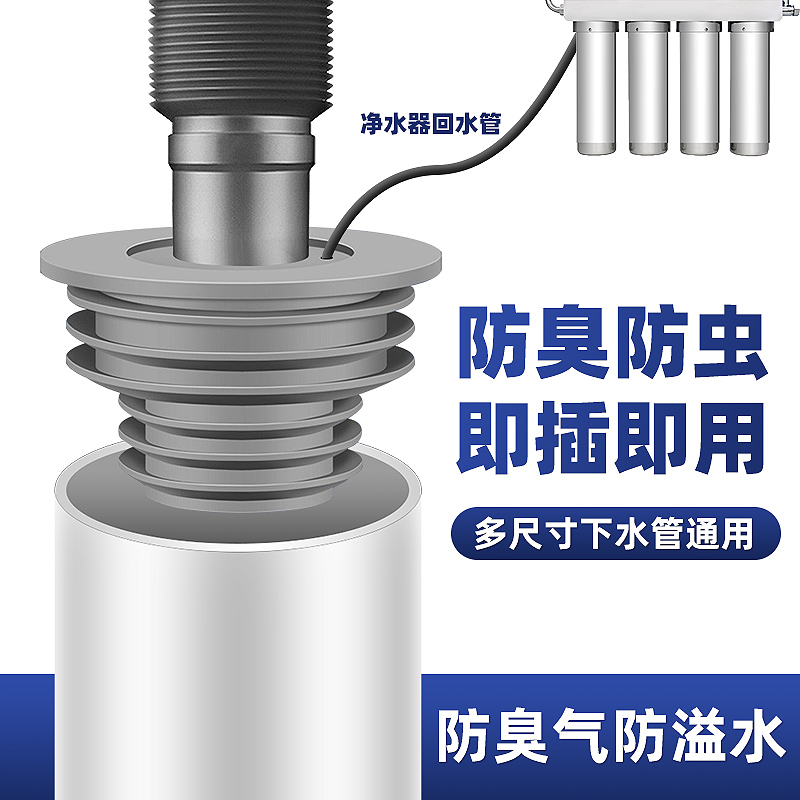 下水管防返臭神器防臭管道封口盖密封塞圈堵厨房75洗手池洗菜盆