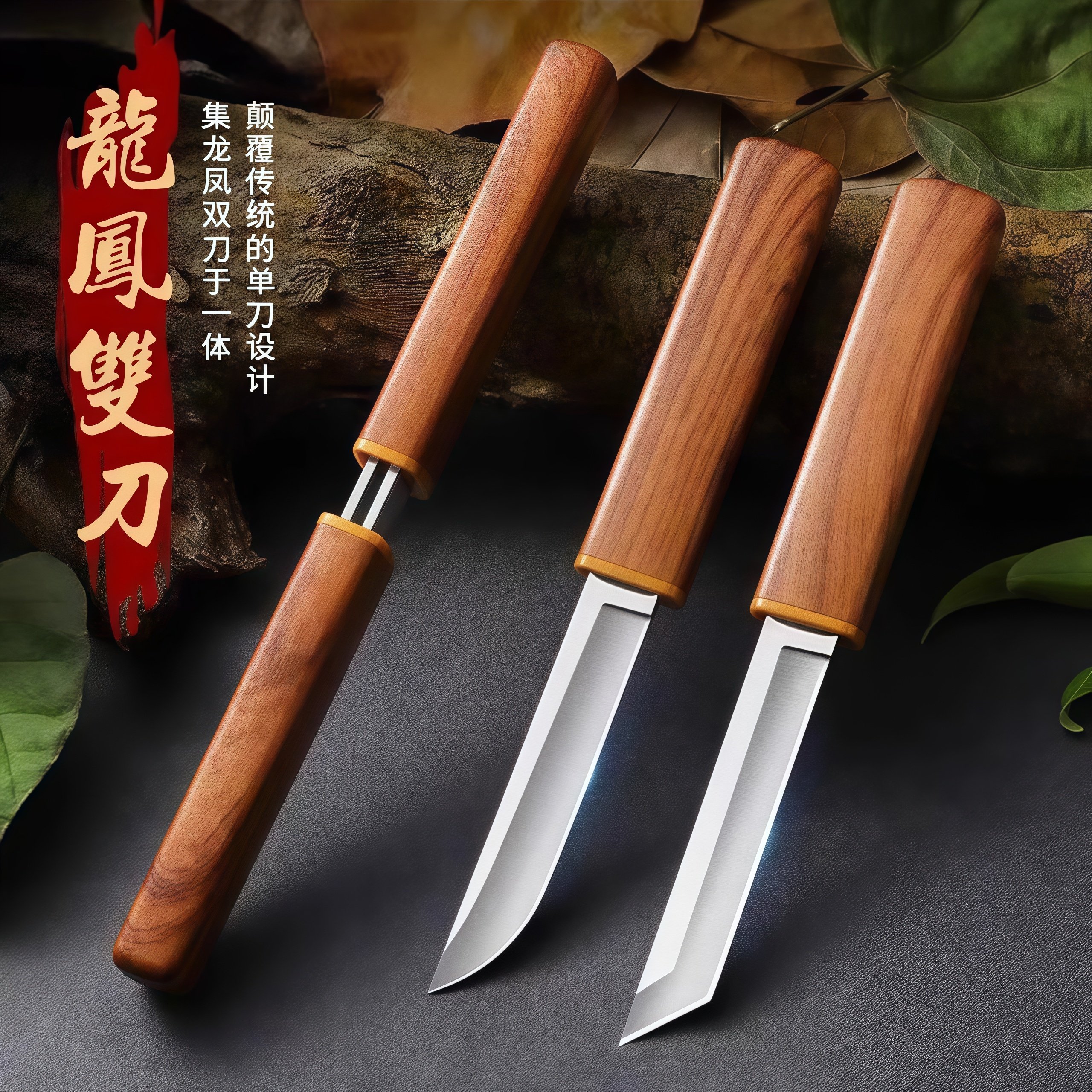 新款网红刀具锋利便携家用水果刀瓜果刀快递刀龙凤双刀鸳鸯双刀