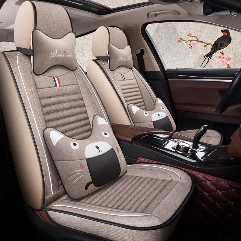 四季亚麻汽车座套北汽X25绅宝X35众泰T600大迈X5适用坐垫全包座套