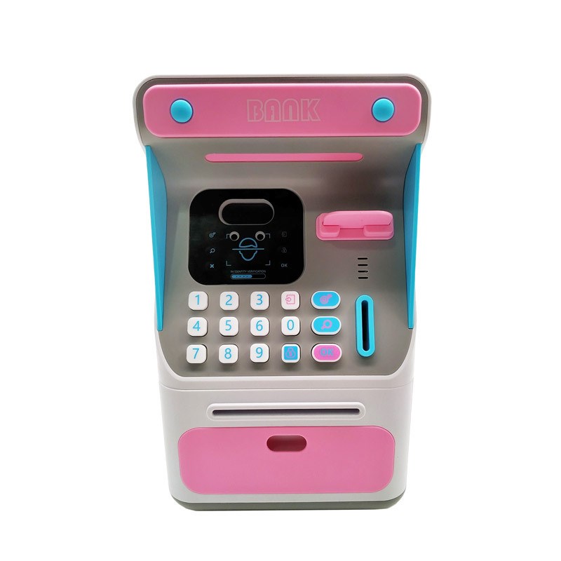 新仿真人脸atm存钱罐儿童密码音乐卷币柜员机插卡语音播报储蓄罐