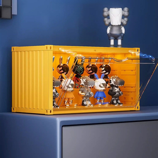 集装箱式泡泡玛特盲盒展示柜带灯磁吸popmart玩偶潮酷手办收纳盒