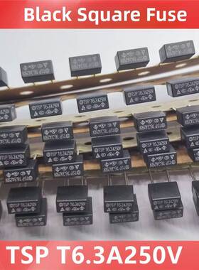 方形保险丝 TSP T6.3A250V 全新原装 慢断 间距5.08mm黑色保险丝