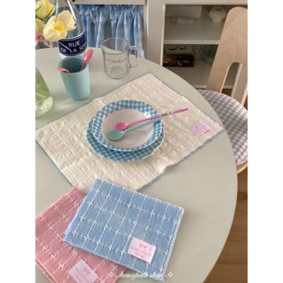 henceforth新款自制春夏彩色提花餐巾厨房餐垫桌垫双层韩系ins风
