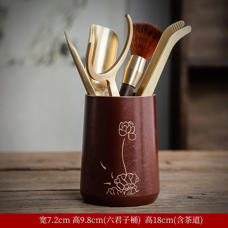 大岸堂实木纯铜六君子功夫茶具配件茶道茶夹套装零X配件茶艺摆件