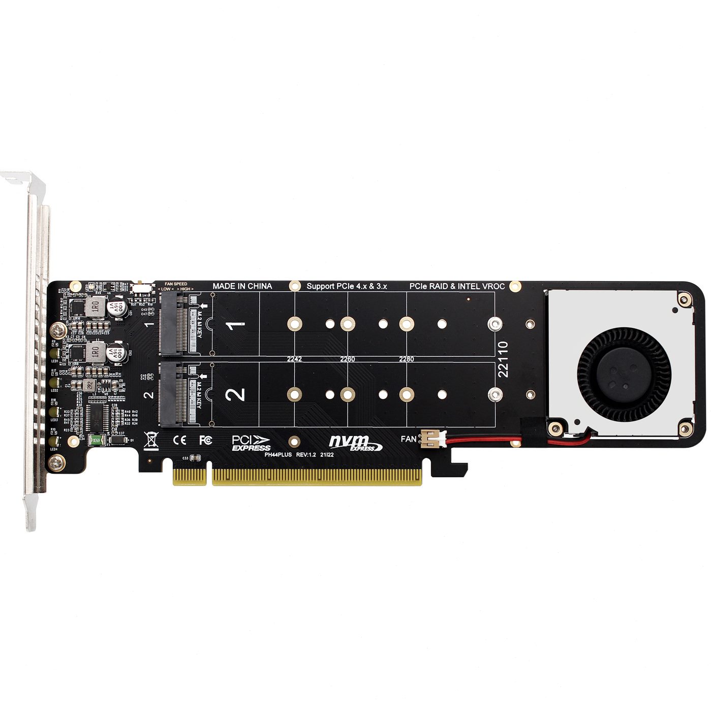 甄选PCIeX16转M.2 M-key NVMEx4SSD RAID阵列扩展转接拆分卡2U服