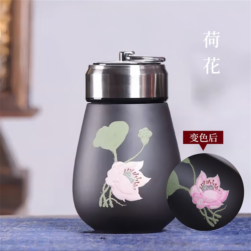 宜兴纯紫砂保温杯带过q滤网茶水分离男士大容量便携泡茶杯子送礼