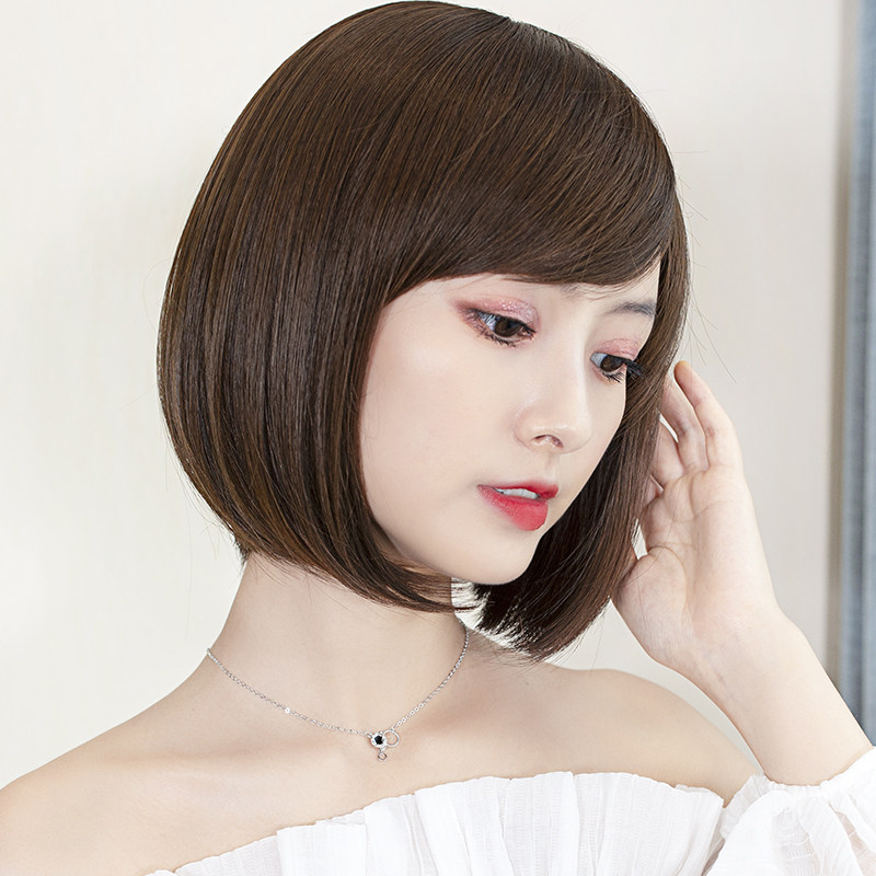 假发女短发加厚齐刘海逼真头皮甜美日韩.自然全头套