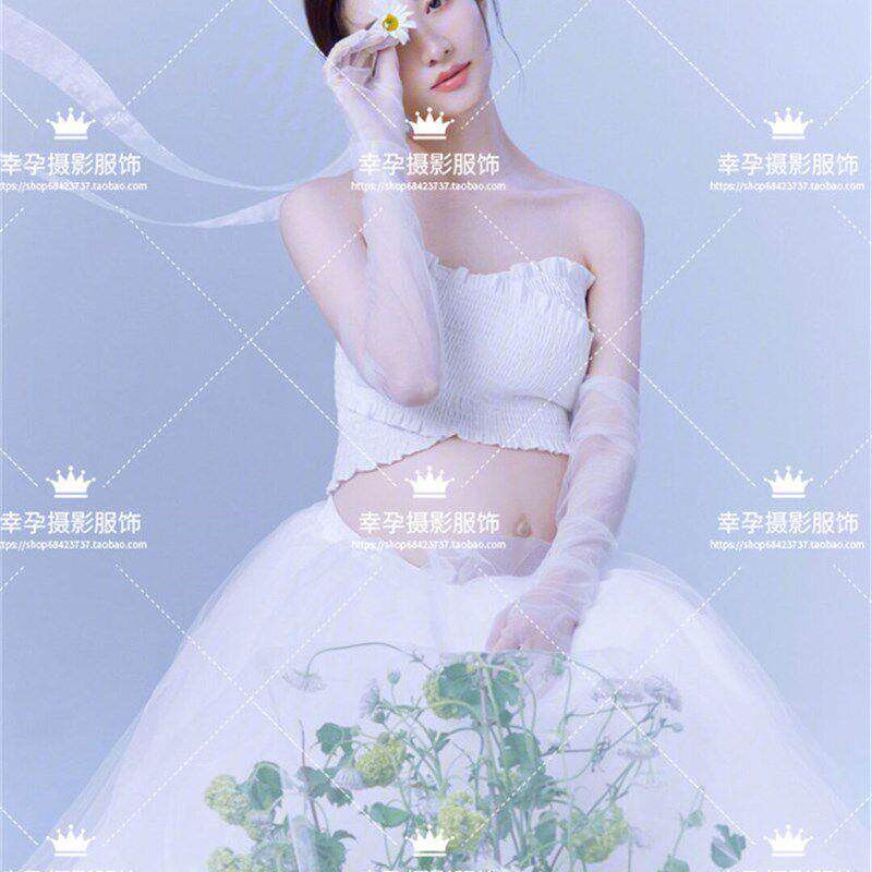 NTG照速发展会妇款影楼孕新拍服装可爱仙白纱裙孕妇照服片人个超