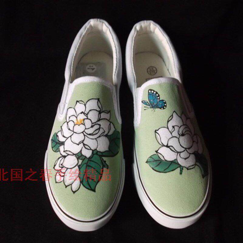 一手侣蹬绘帆布鞋女韩版潮脚牛筋低帮情w0yeIqvt款学生涂鸦鞋亲子