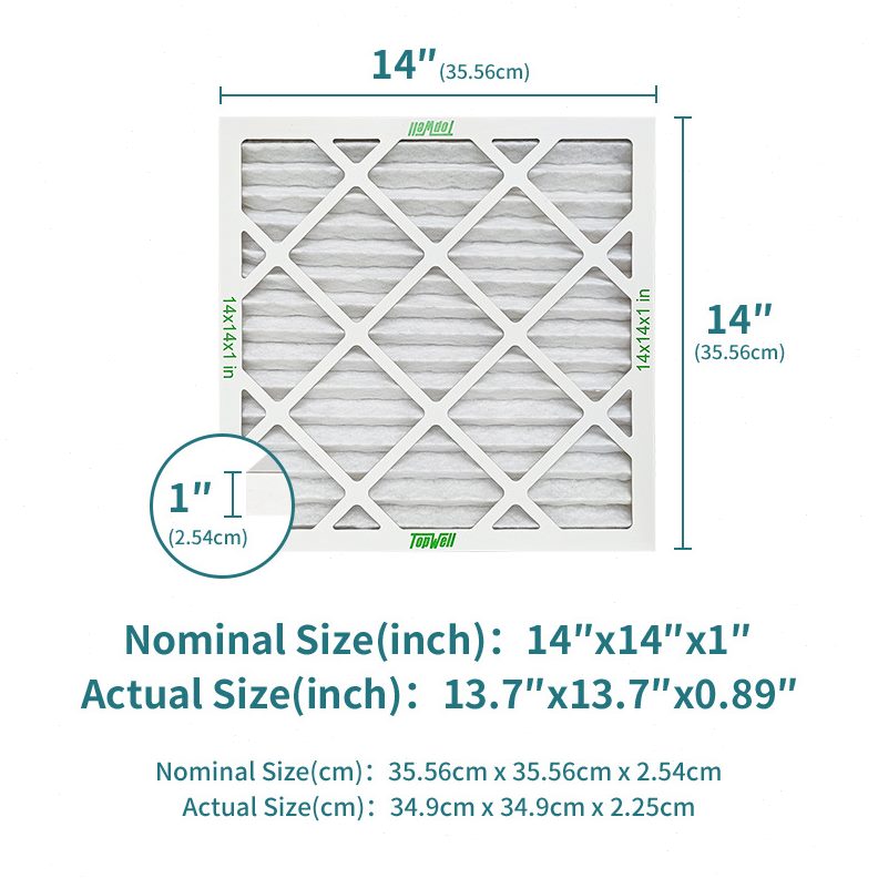 甄选14x14x1板式纸框过滤器 MERV 13(6片装 )HVAC/AC/Furnace空气