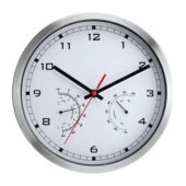 甄选恒丽简约10英寸挂钟客厅静音铝合金属边框钟表挂墙带温湿度显