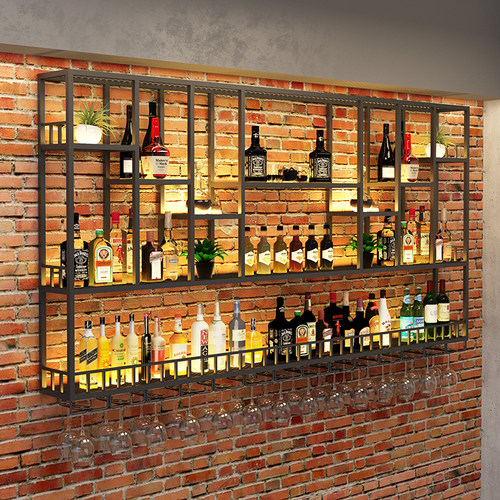 吧台壁挂酒架靠墙发光置物展示架酒吧红酒架子餐厅收银台墙上酒柜