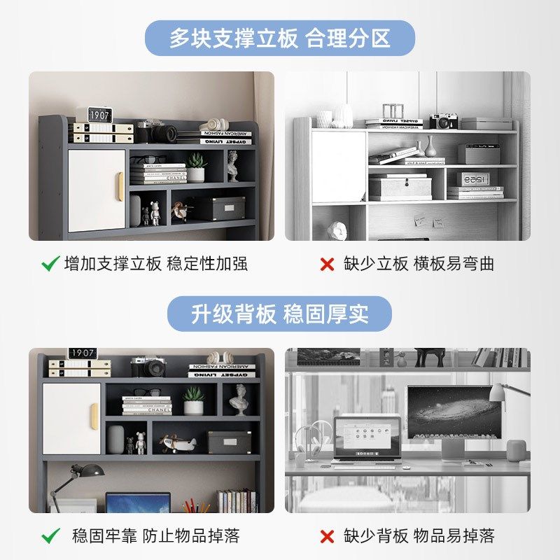 书桌学生家用女孩子学习桌写字桌现代简约卧室书架书柜一体电脑桌