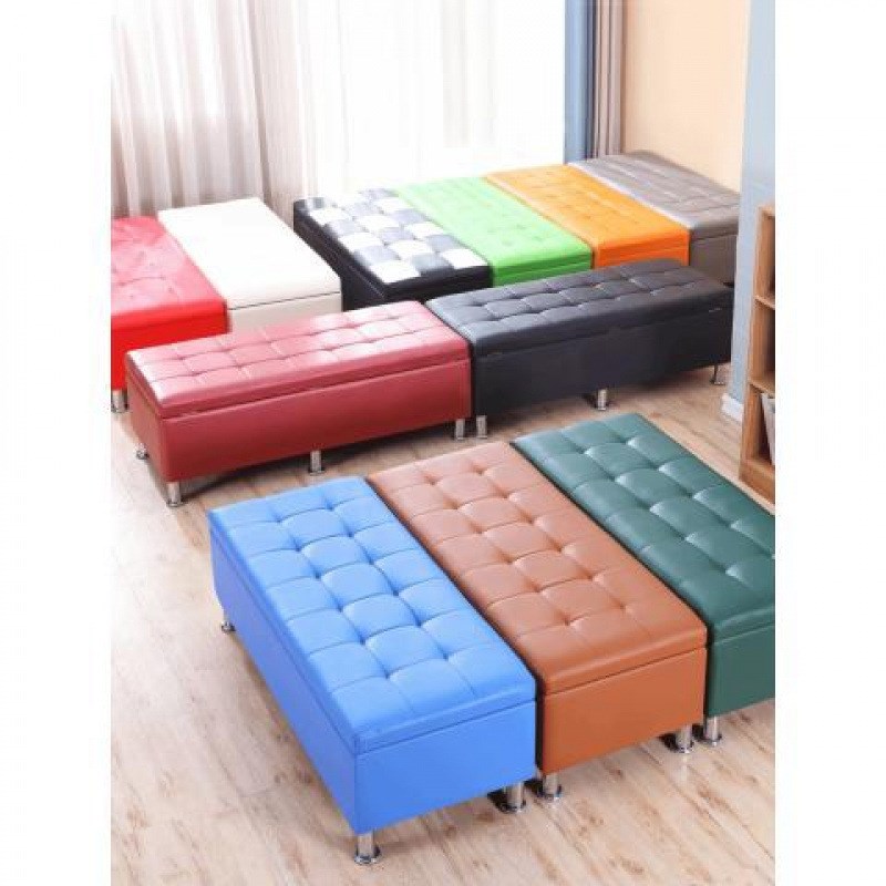 服装店长方形沙发换鞋凳床尾多功能储物收纳凳更衣室试衣间凳子皮