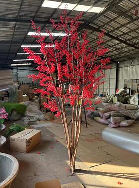 仿真红果冬青树大型许愿树发财装饰酒店民宿办公楼布景道具摆件