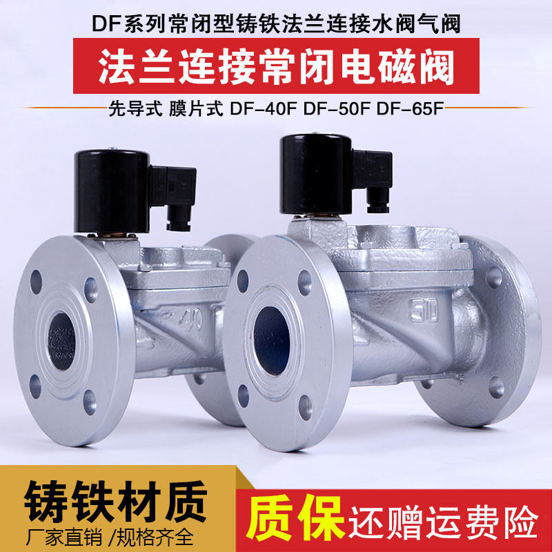 铸铁电磁阀DF-40F 50F 65F先导式法兰电磁阀1.5寸2寸2.5寸AC220V
