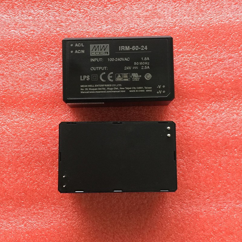 明纬超小型AC-DC模块电源 IRM-60-24 60W 24V2.5A插脚型 全新原装