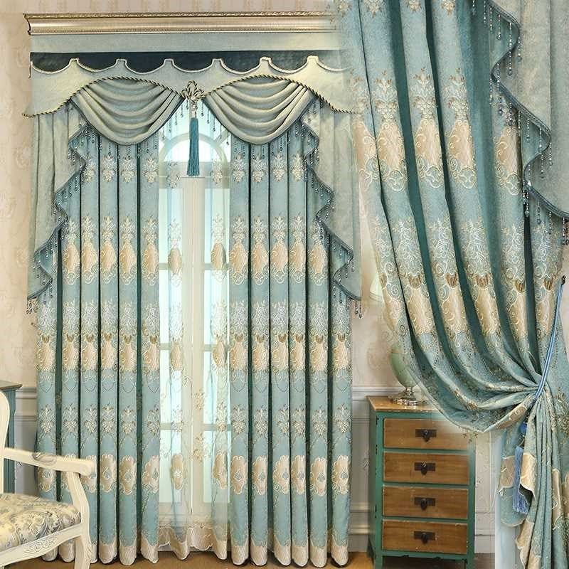 现代简约欧式豪华窗帘客厅卧室提花遮光成品绣花窗帘布料婚房