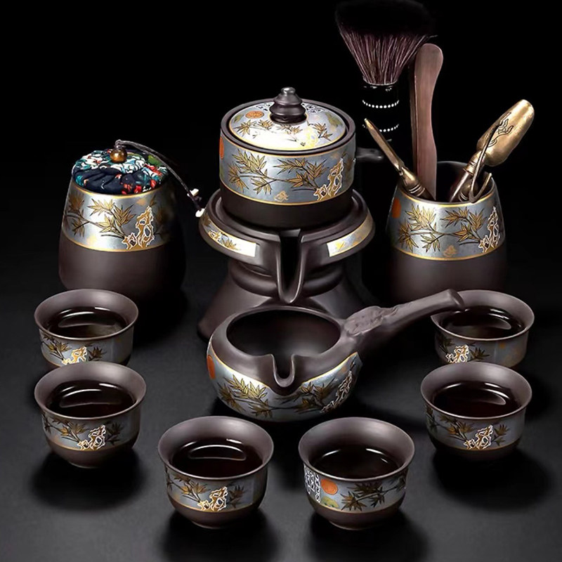 紫砂懒人自动茶具套装家用喝茶具防烫旋转泡茶壶功夫茶杯冲茶神器