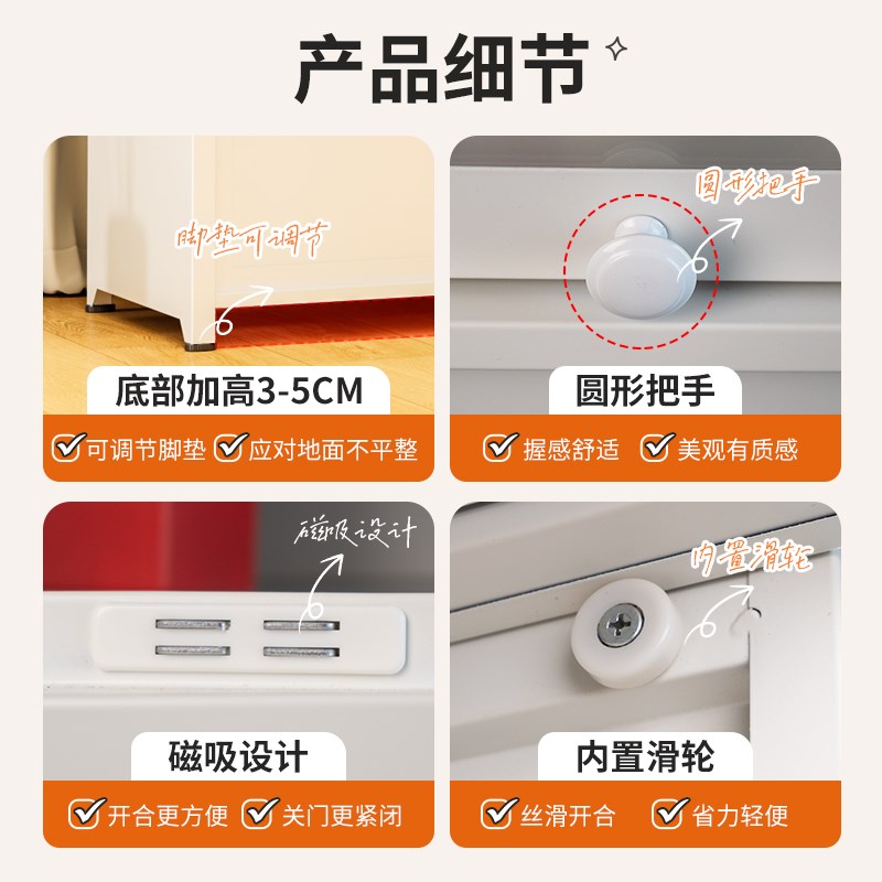 钢制书柜儿童书架落地储物柜防尘带门客厅展示柜奶油风铁艺置物架