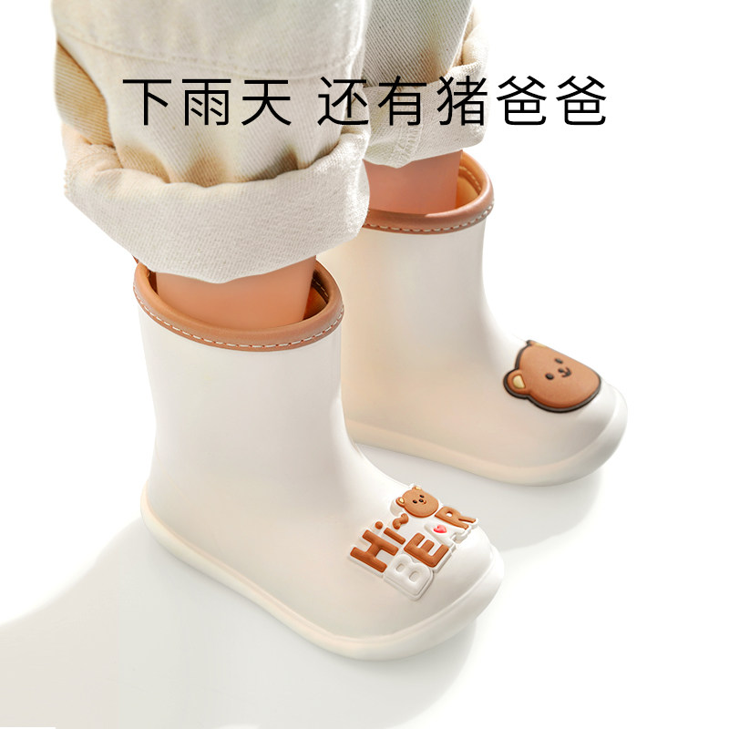 儿童水鞋高筒男童轻便卡q通小童雨鞋女宝宝防滑幼儿园胶鞋雨靴新