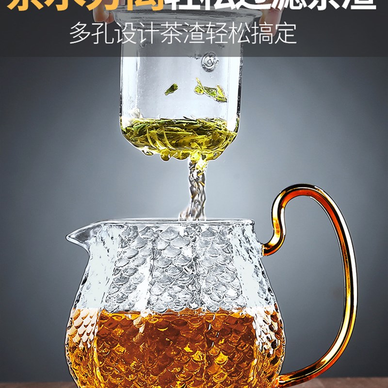 锤纹玻璃壶玻璃茶壶单个功夫泡茶家用耐高温过滤花茶壶煮茶器套装