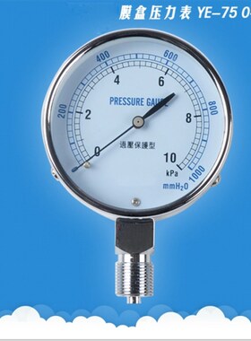 YE75 过压防止型膜盒压力表 微压表 千帕表 KPa表  差压表