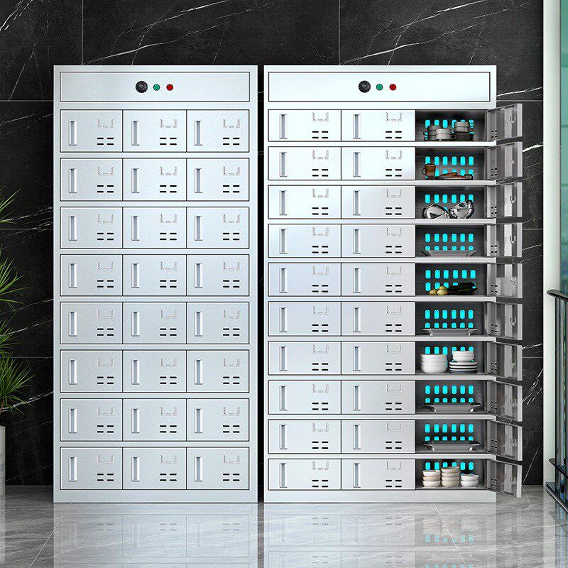 304不锈钢紫外线臭氧层消毒柜餐盘碗柜员工食堂餐厅学校多格储物