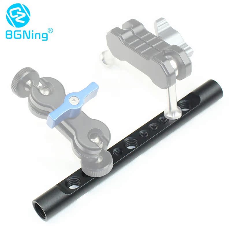 BGNing多孔15mm导管管夹1/4及3/8扩展螺孔单反摄影兔笼导轨监视器