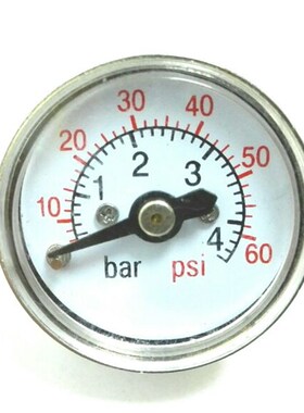轴向压力表 直径25mm 压力 4bar 60psi PT1/8 电镀外壳 背面螺纹