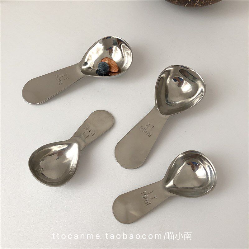 Ins咖啡豆加厚304不锈钢量勺15ml30ml定量勺子计刻度茶匙克数勺