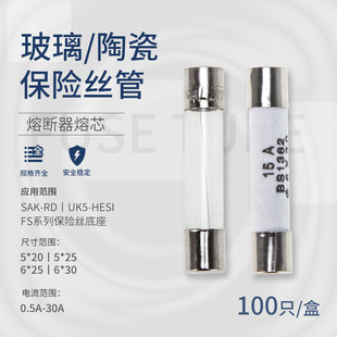 陶瓷管保险丝5x25 5*20 6x25 6*30 250V熔芯 R055玻璃管FS熔断器