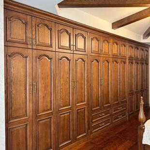 新中式实木衣柜胡桃木主卧大坪数四门收纳柜衣帽间带边柜组合家用