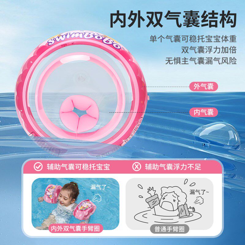 儿童游泳手臂圈宝宝成人浮力水袖充气小孩手臂圈学游泳神器防侧翻