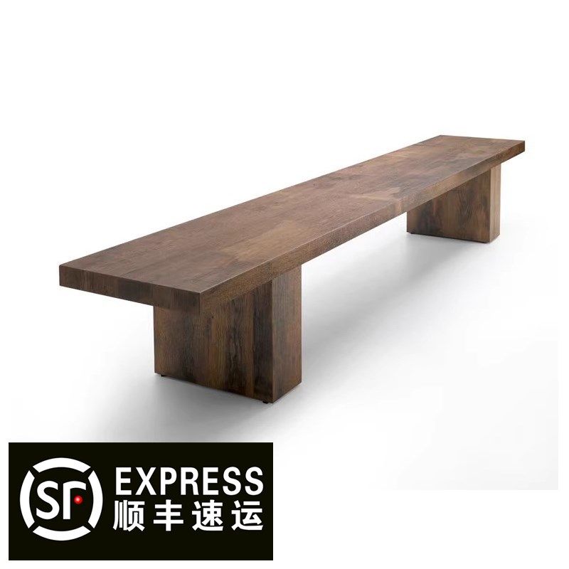 中古风实木长凳黑色极窄o长条凳 奶茶店用长板凳欧式实木卡座凳