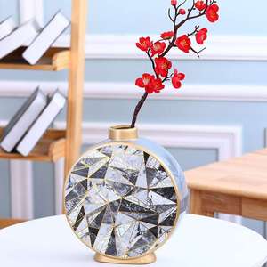 欧式简约陶瓷电镀花瓶家居装饰品 客厅轻奢干花插花器工艺品摆件