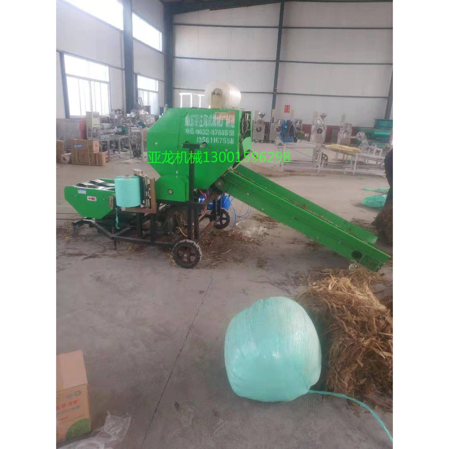 新型青储裹包机牛羊马猪饲料青贮打捆包膜机牧草压块圆捆机