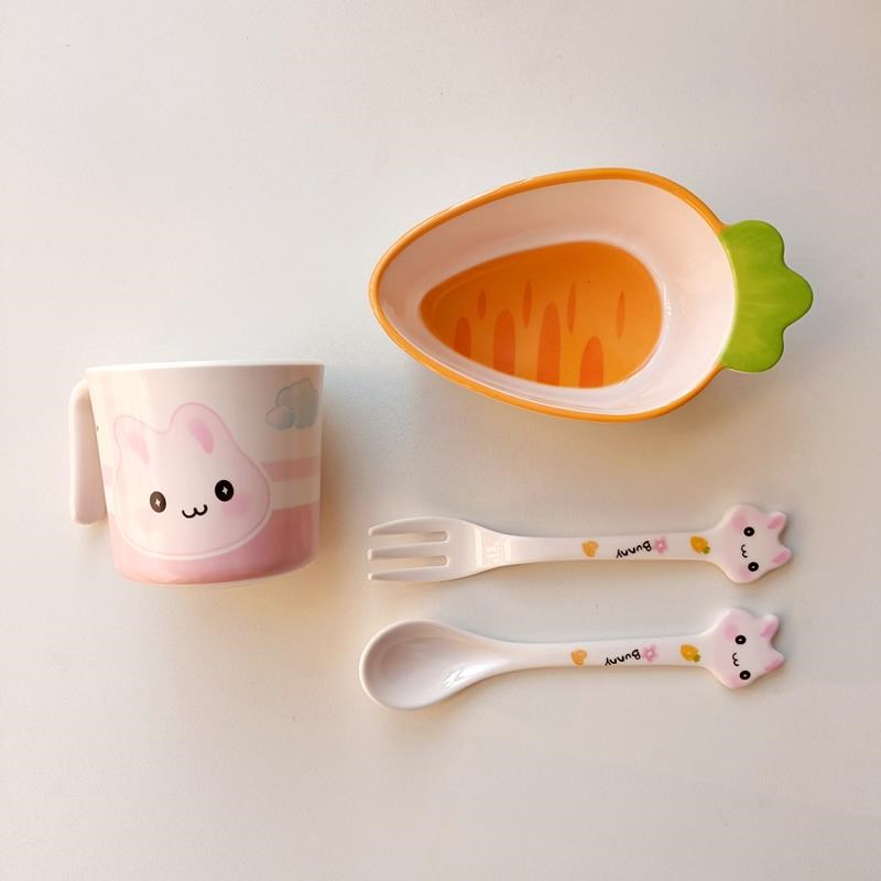 希尔活力兔宝吃米饭碗可爱卡通碗婴幼儿童辅食可爱胡萝卜密胺小碗