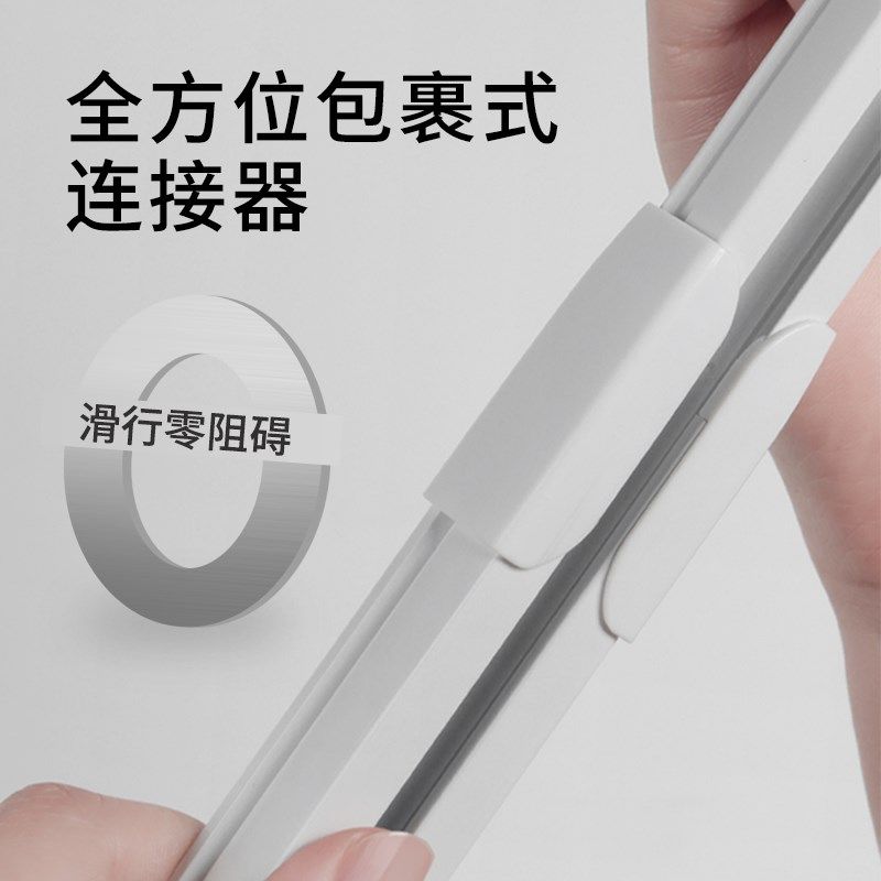 新款窗帘轨道可伸缩静音滑轨滑道挂钩窗帘杆单轨直轨导轨顶装侧装图片