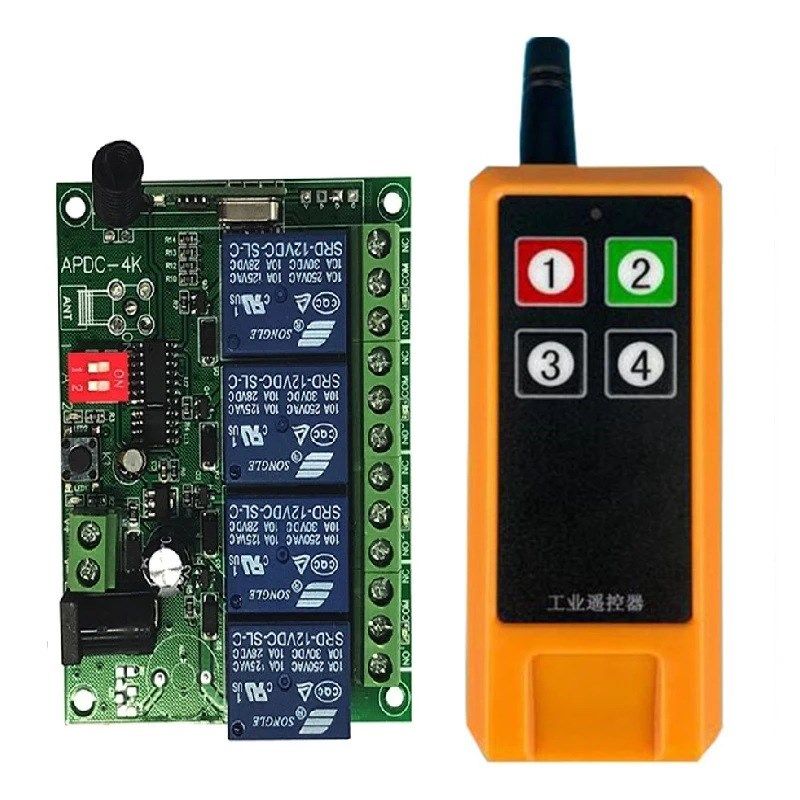 4路通道 DC12V 24V 4CH 继电器开关 RF 无线遥控系统接收器发射器