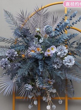 婚庆仿真花尤加利花点红色粉色蓝色系背景KT板挂花拱门迎宾装饰花